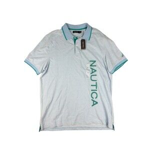 NAUTICA AQUA SHORT SLEEVE POLO MENS SIZE XL EMBROIDERED WITH BIG LOGO NEW